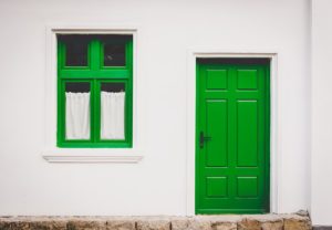 Home with green door