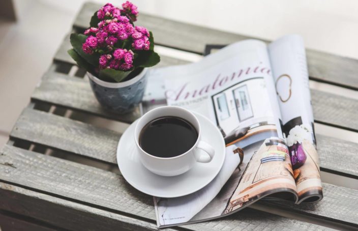 coffee and magazine